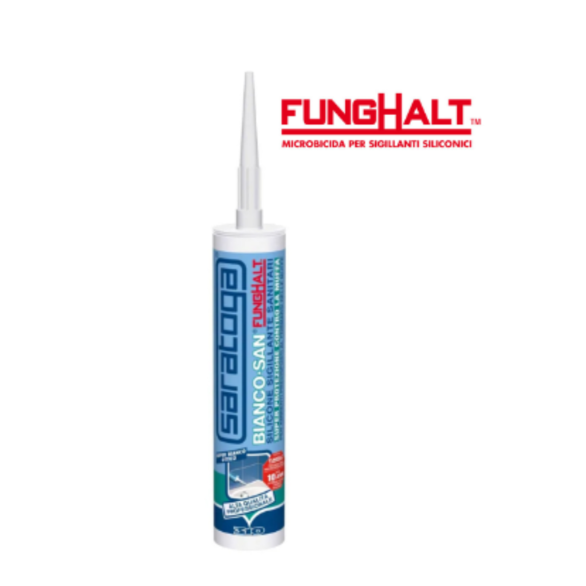 Silicone Sanitario Antimuffa Trasparente Saratoga Bianco San FungHalt 310 ml